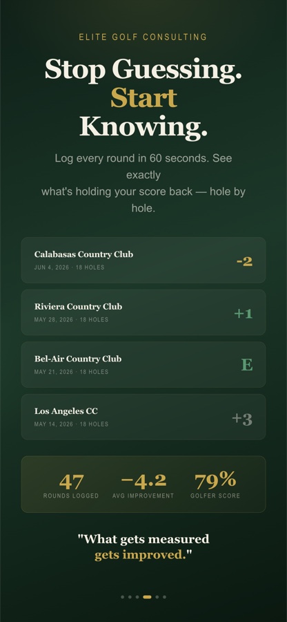 The Round Tracker screen — log every hole and stat